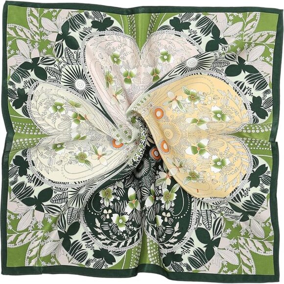 Green-st Patrick's Day silk scarf  21'' x 21'' - Picture 4 of 6